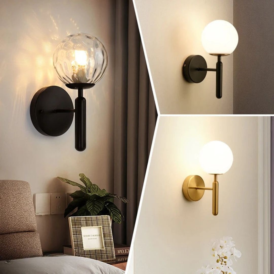 Modern Glass Ball Wall Sconce - Elegant Metal Wall Lamp for Home Décor