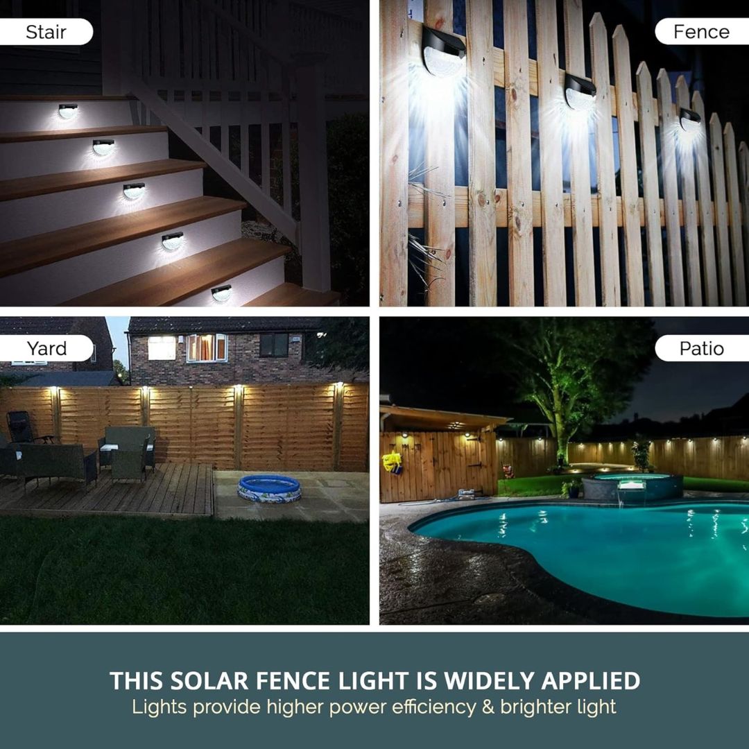 Solar Fence Lights Outdoor Waterproof LED Wall Light Pack of 4 or 8