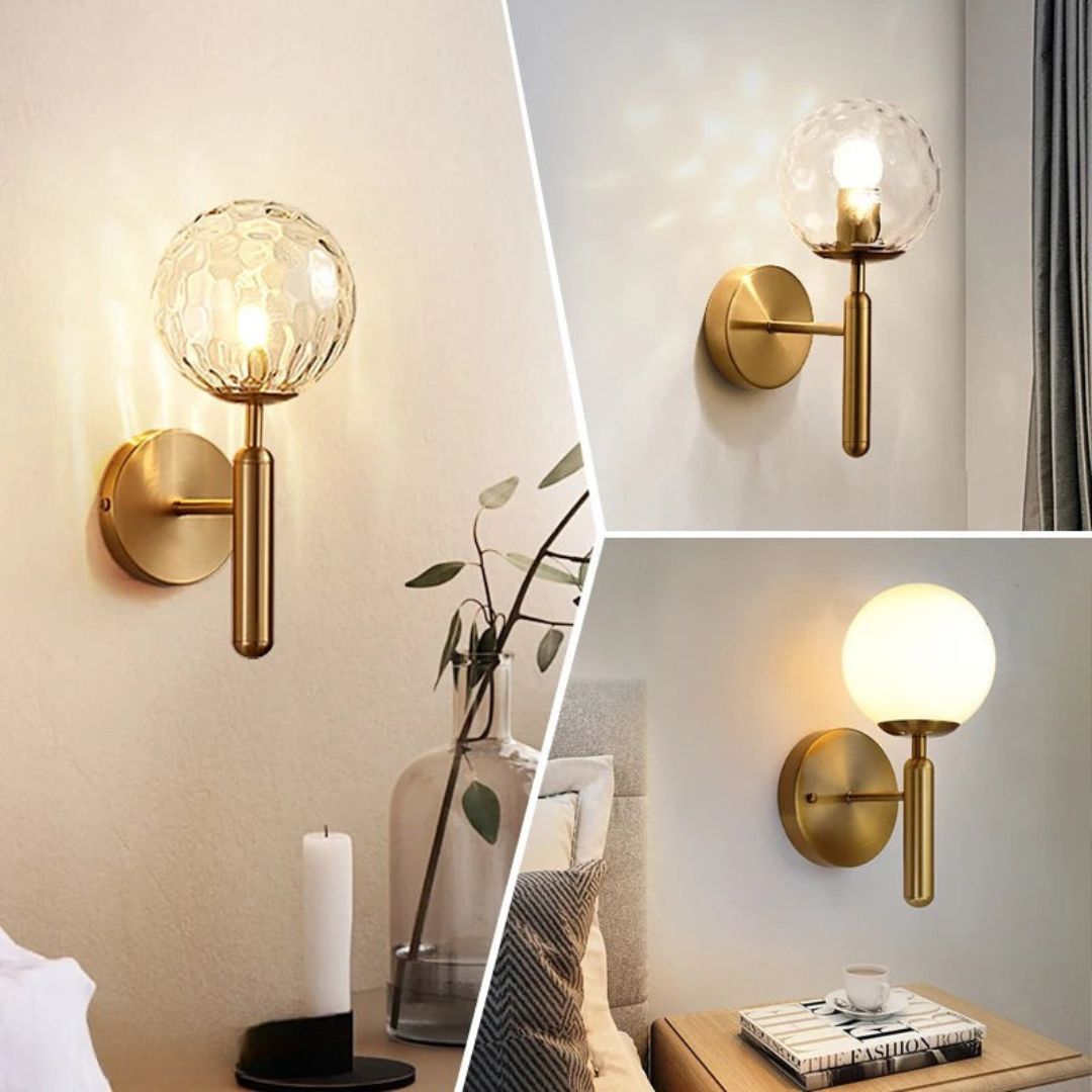 Modern Glass Ball Wall Sconce - Elegant Metal Wall Lamp for Home Décor