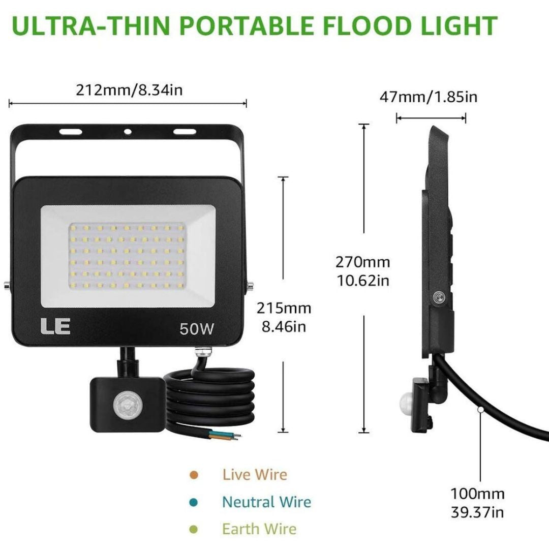 LED Flood Light Motion Sensor 15W/30W/50W 5000K Waterproof Outdoor