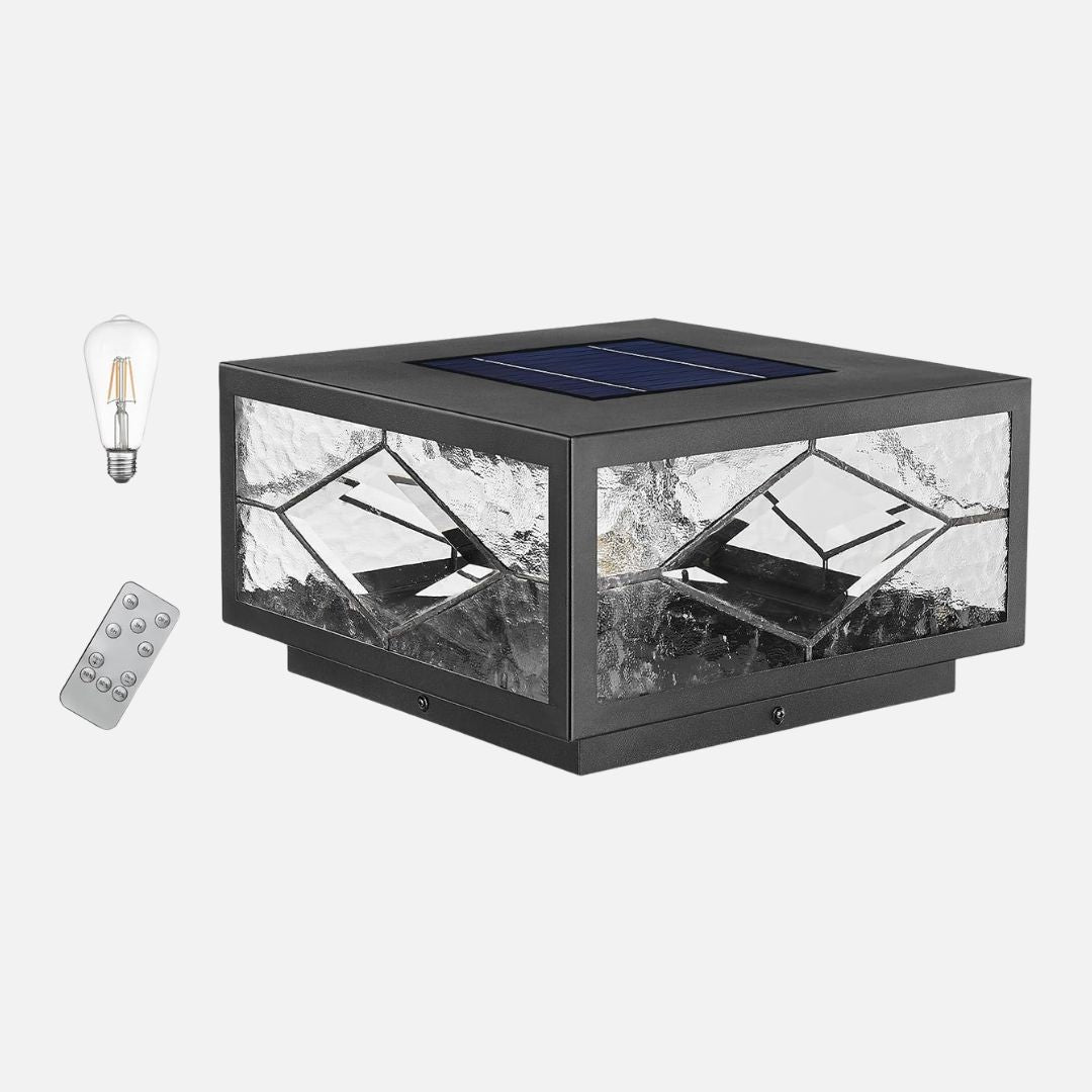 Solar Fence Post Light Solder Glass LED Waterproof with Remote Control