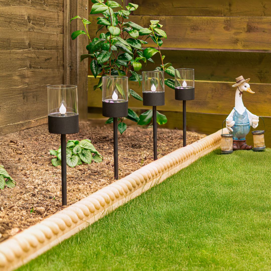 Solar Pathway Lights - 40cm Tall LED Outdoor Lanterns, 4PC Set