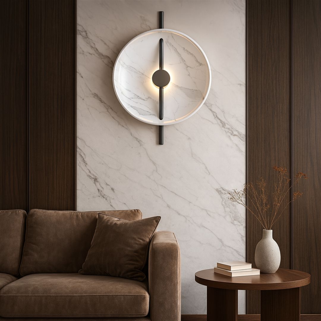 Acrylic Round LED Wall Sconce - 18.9in Height, Modern Wall Lamp for Home Decor