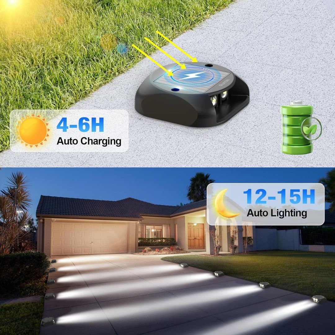 Solar Step Lights Outdoor 8 Pack Warm White IP65 Waterproof Pathway