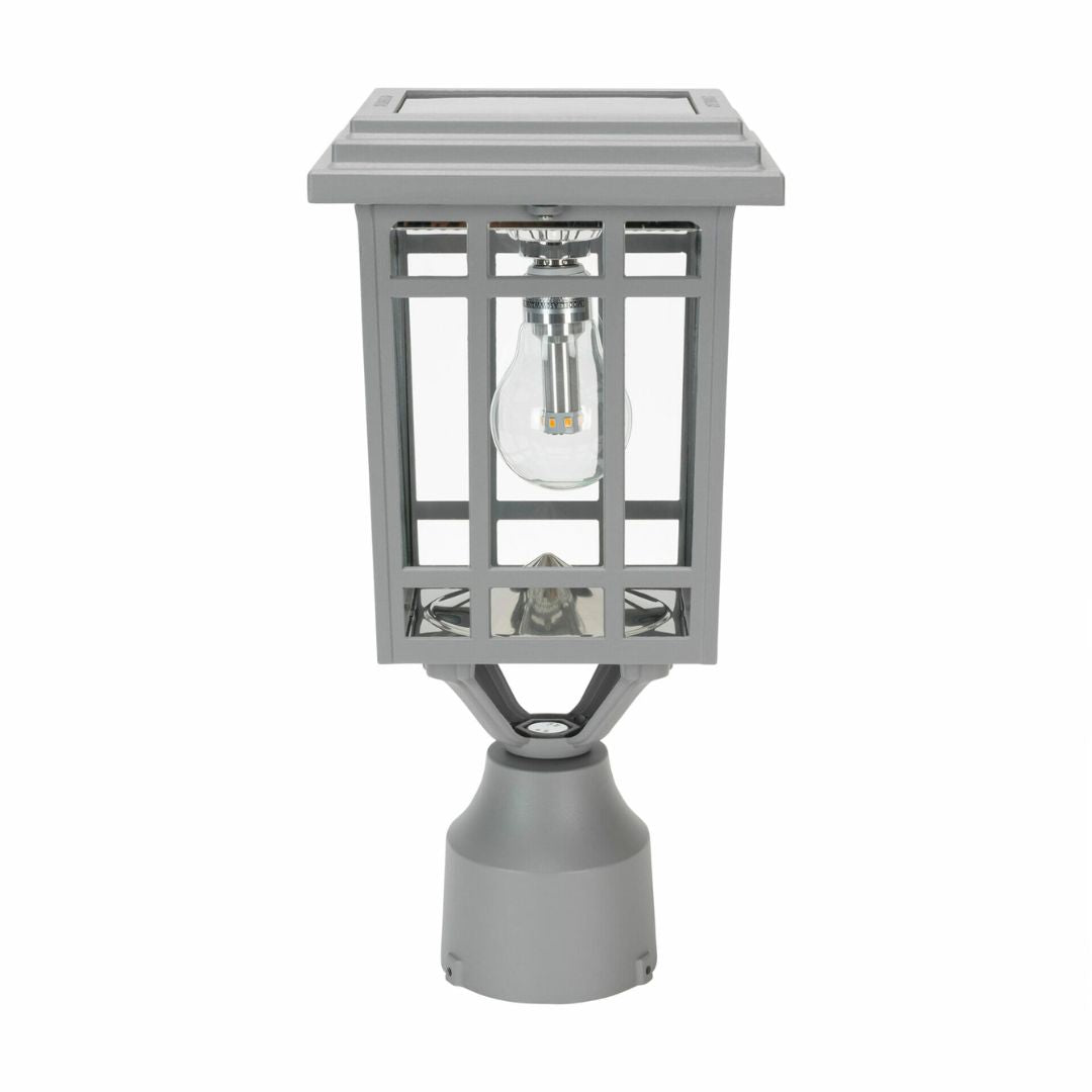 Solar Coach Light Outdoor Fixture – Gray Aluminum, 3 Mounting Options