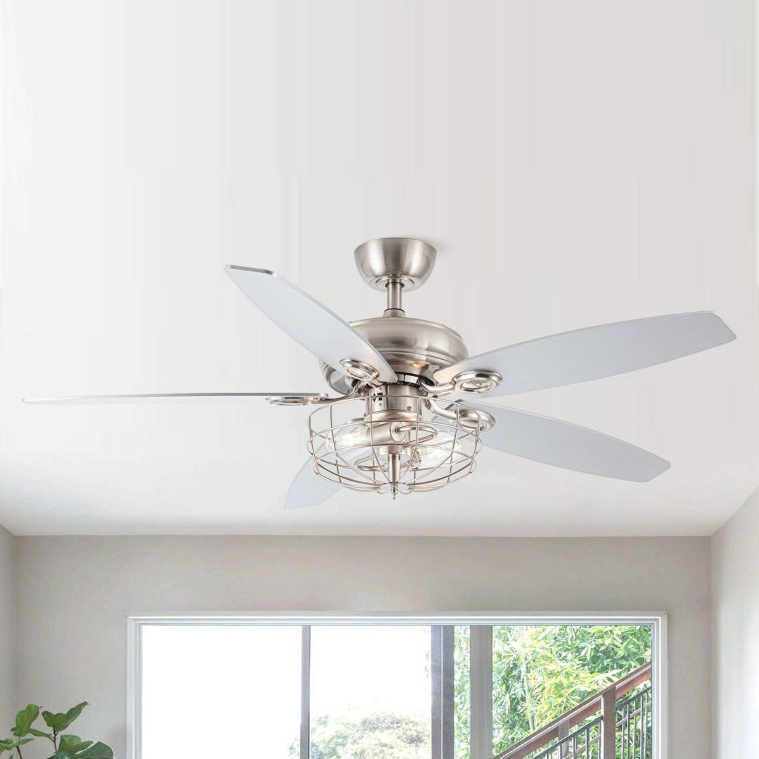 52 Modern Ceiling Fan with Lights and Remote Control – Brushed Nickel Finish