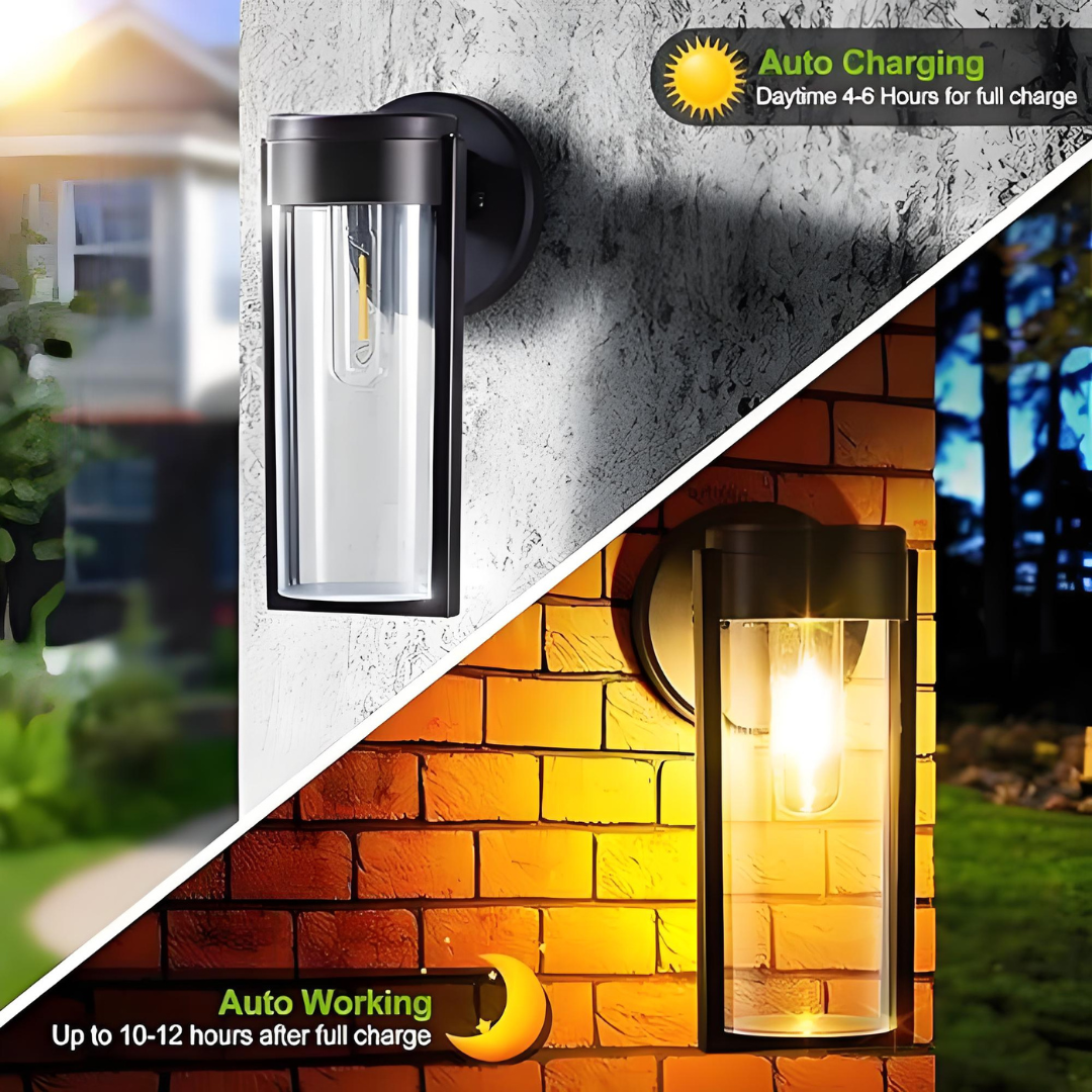 Solar Wall Lights Outdoor, Waterproof Auto On/Off Outdoor Light Fixtures