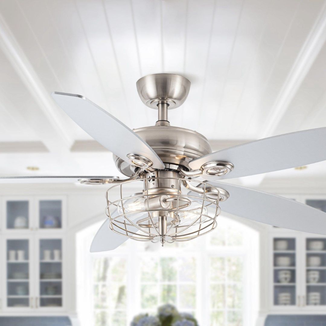 52 Modern Ceiling Fan with Lights and Remote Control – Brushed Nickel Finish