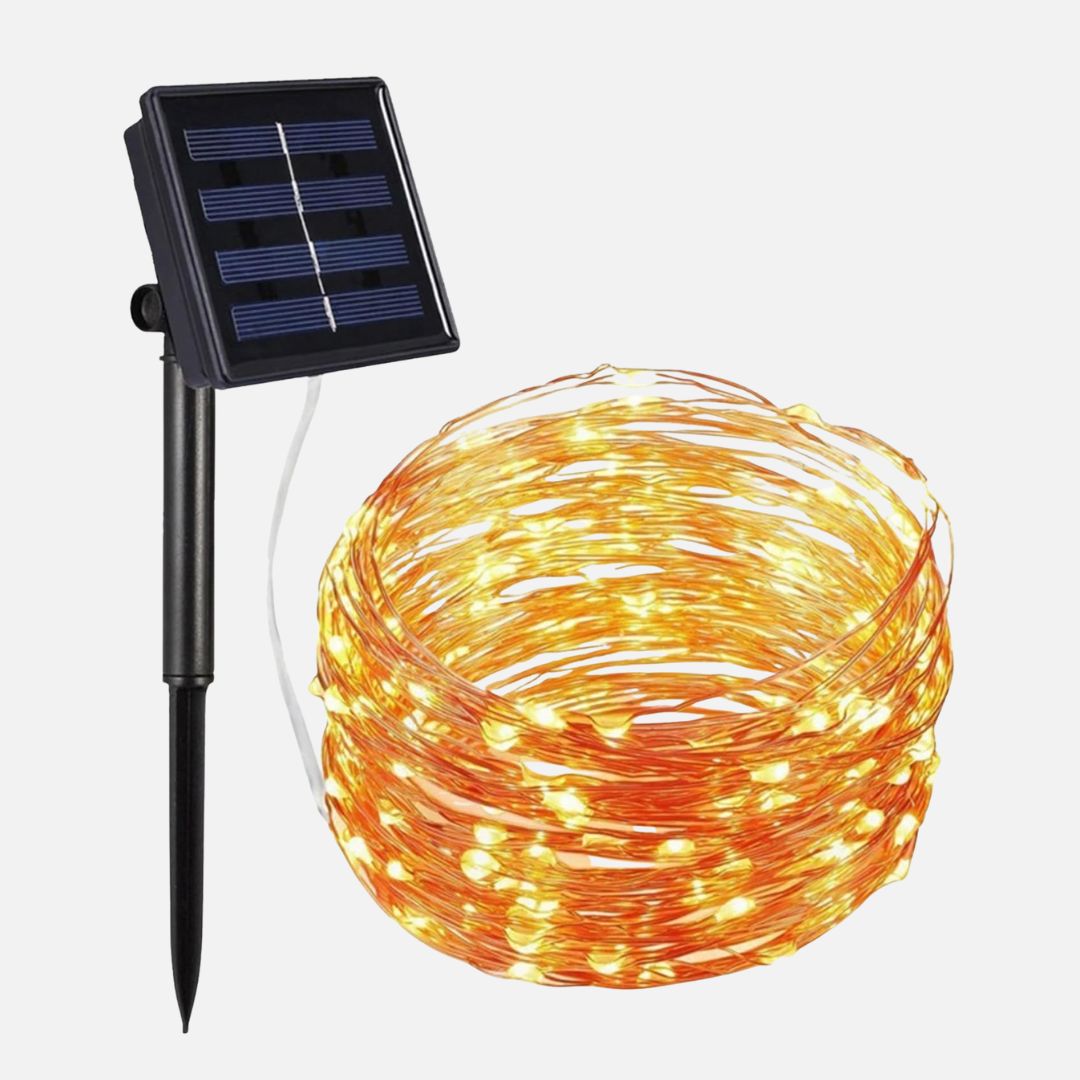 Solar Powered LED Fairy Lights Yellow Waterproof Outdoor String