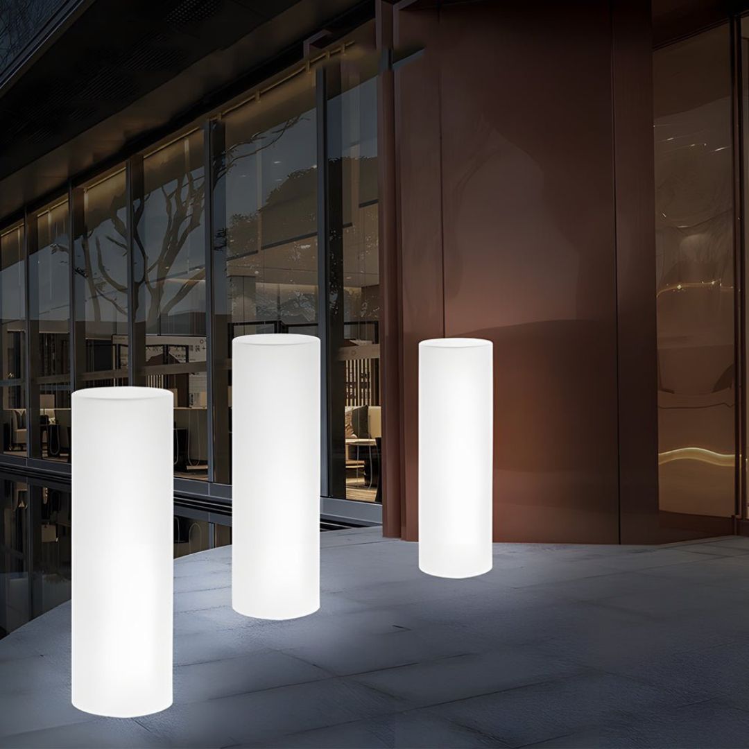 LED Outdoor Floor Lamp Cylinder RGB Color Changing Waterproof PE Light