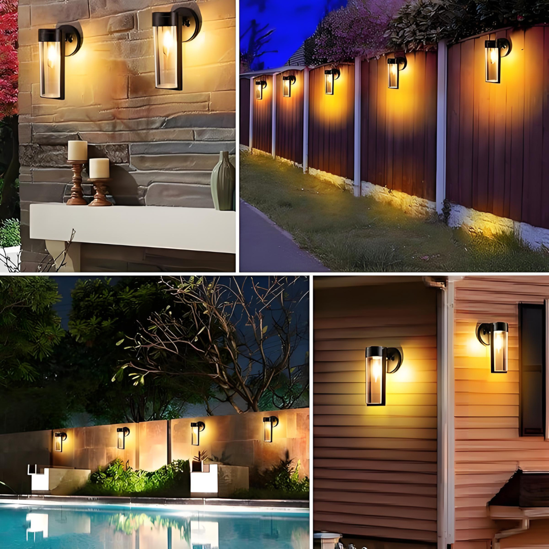 Solar Wall Lights Outdoor, Waterproof Auto On/Off Outdoor Light Fixtures