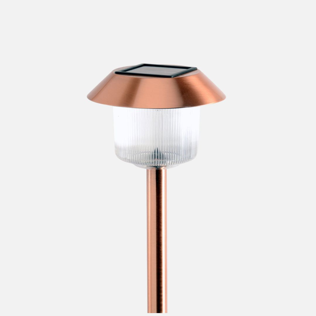 Copper Solar Path Lights Outdoor 12-Pack – Brushed Finish LED Stakes