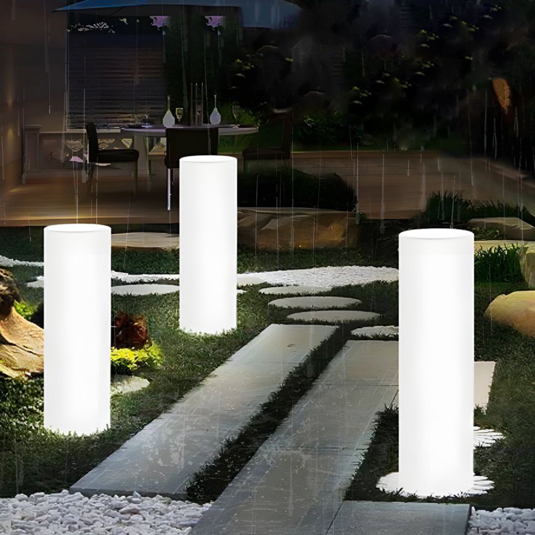 LED Outdoor Floor Lamp Cylinder RGB Color Changing Waterproof PE Light