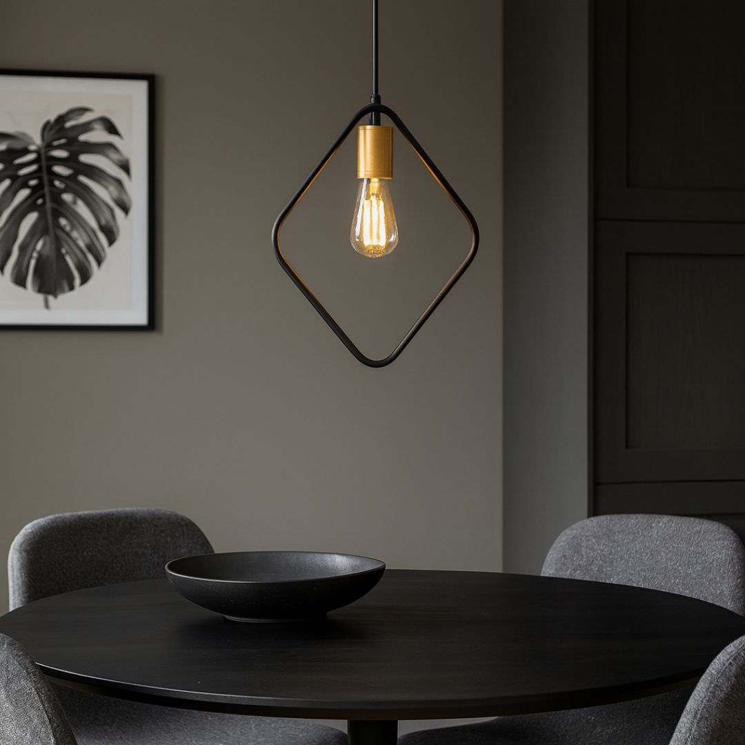 Geometric Black Pendant Lamp – Modern Kitchen Pendant Lighting Fixture