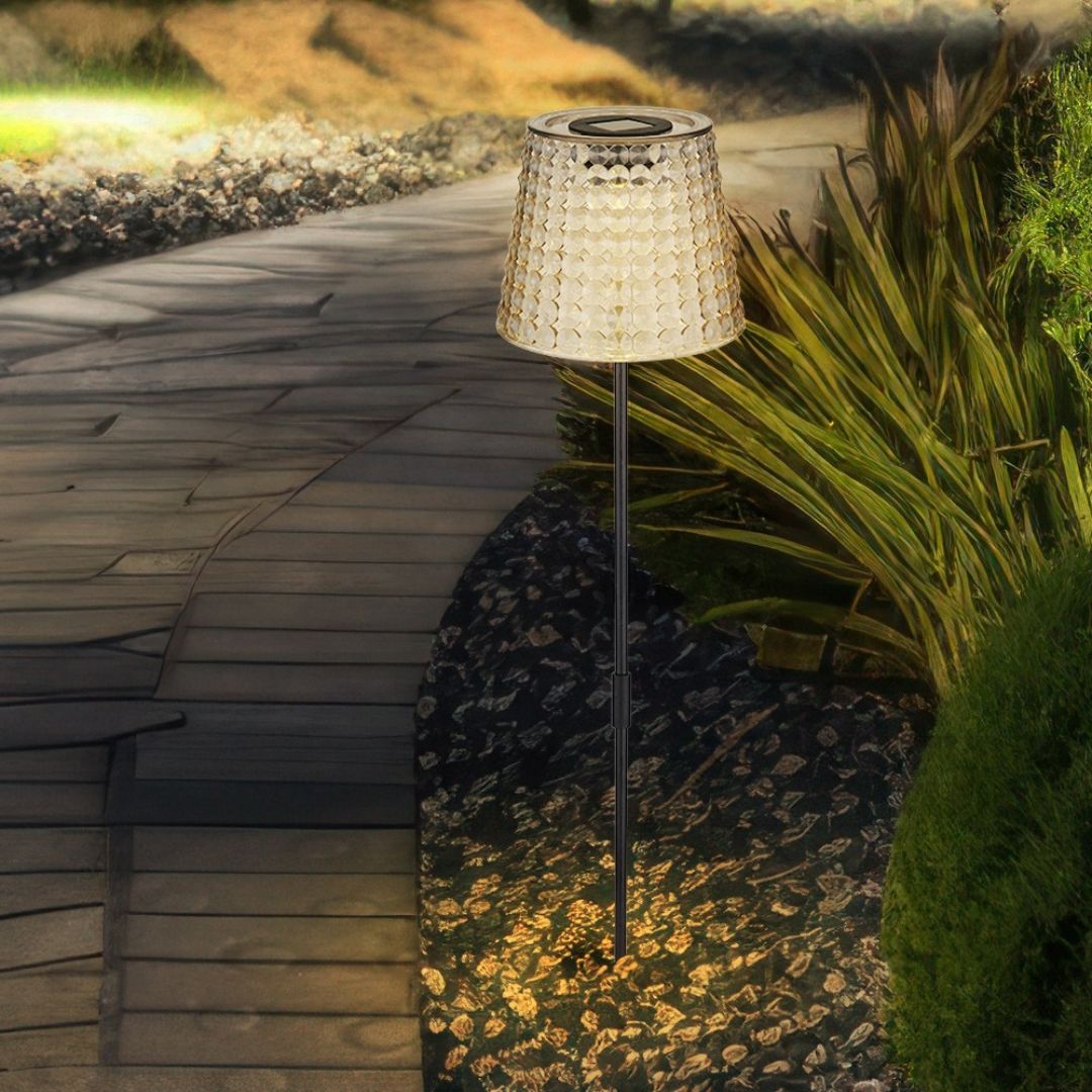 Solar LED Garden Lights with Ground Spike, Black Smoke Plastic