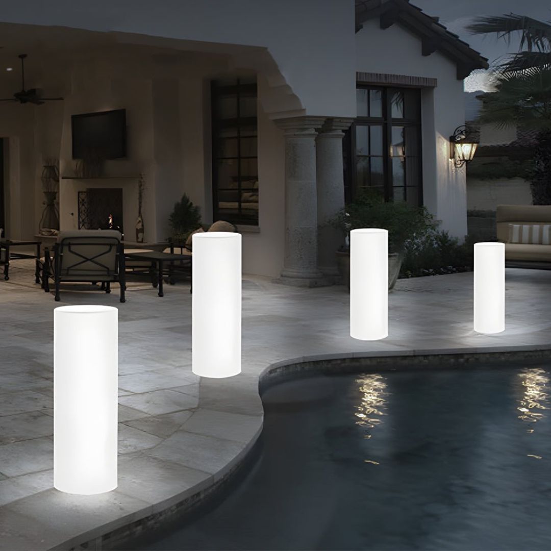 LED Outdoor Floor Lamp Cylinder RGB Color Changing Waterproof PE Light