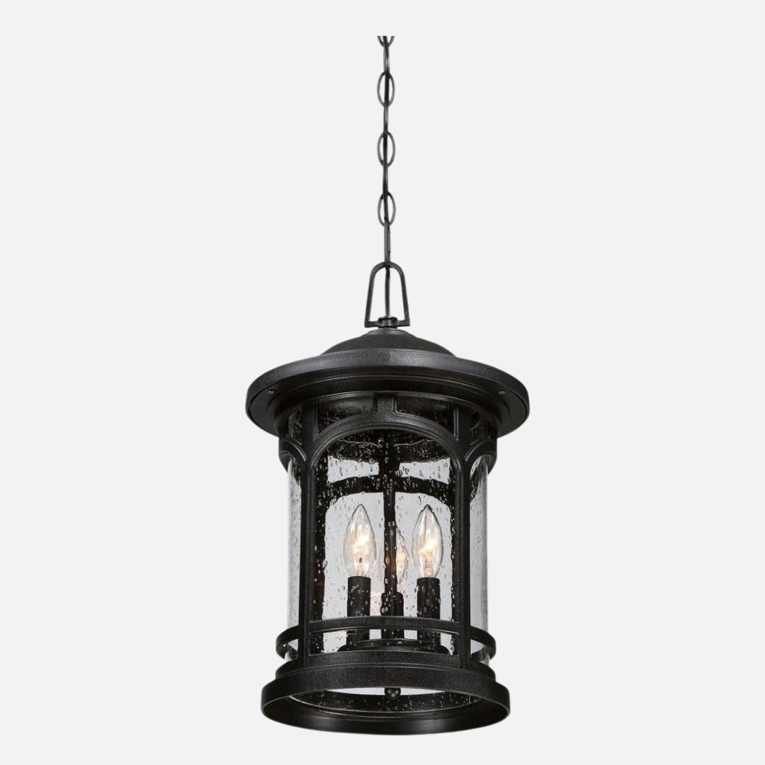 Outdoor Hanging Lantern 18in Bronze Finish Seeded Glass Coastal Armour