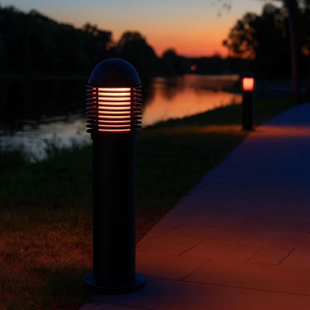 Outdoor Aluminium Bollard Lamp Post Black IP44 17.7in E27