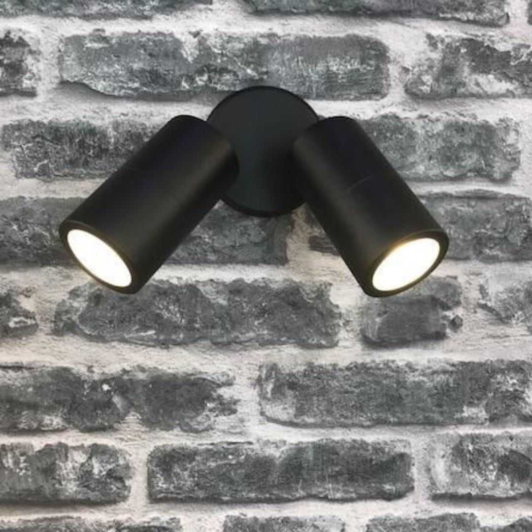 Outdoor Wall Spotlight IP65 Adjustable Dual LED 2x8W Black