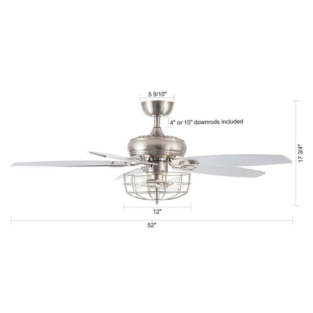 52 Modern Ceiling Fan with Lights and Remote Control – Brushed Nickel Finish