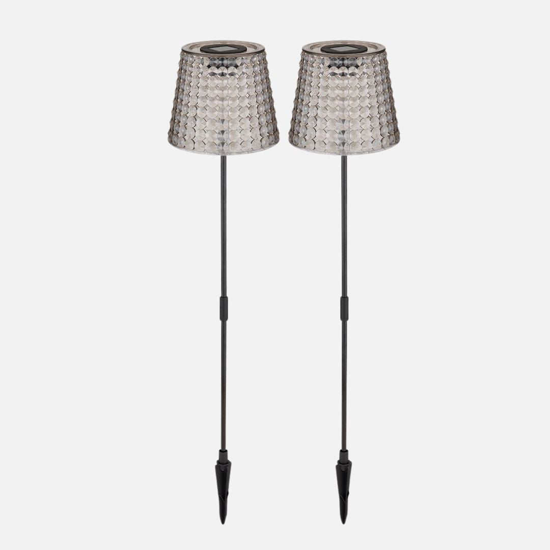 Solar LED Garden Lights with Ground Spike, Black Smoke Plastic