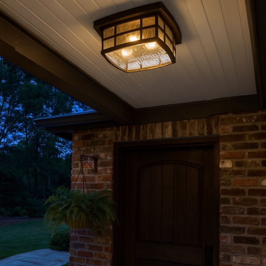 Outdoor Flush Mount Ceiling Light Mystic Black 5.75in Coastal Armour