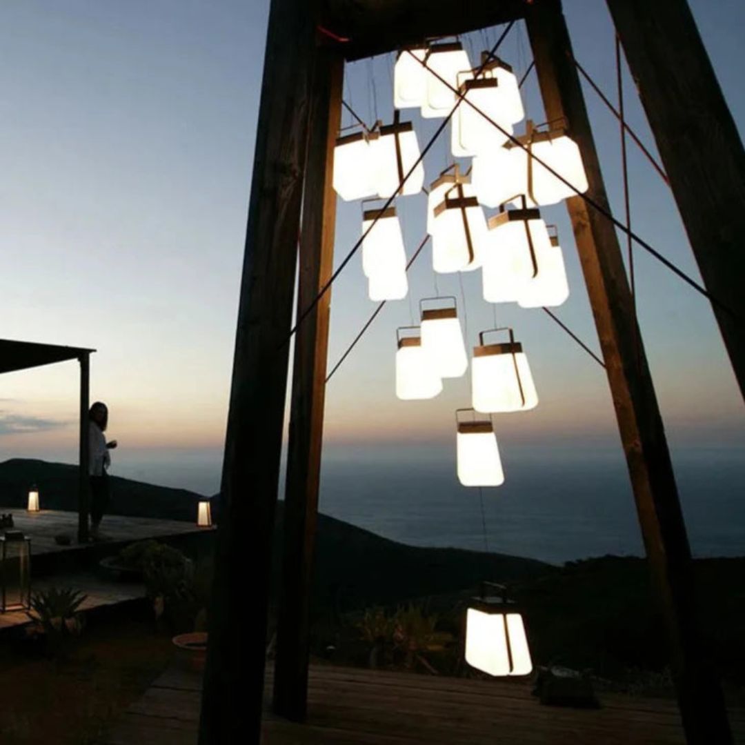 Outdoor Solar Lantern with Remote Control and Dusk-to-Dawn Sensor