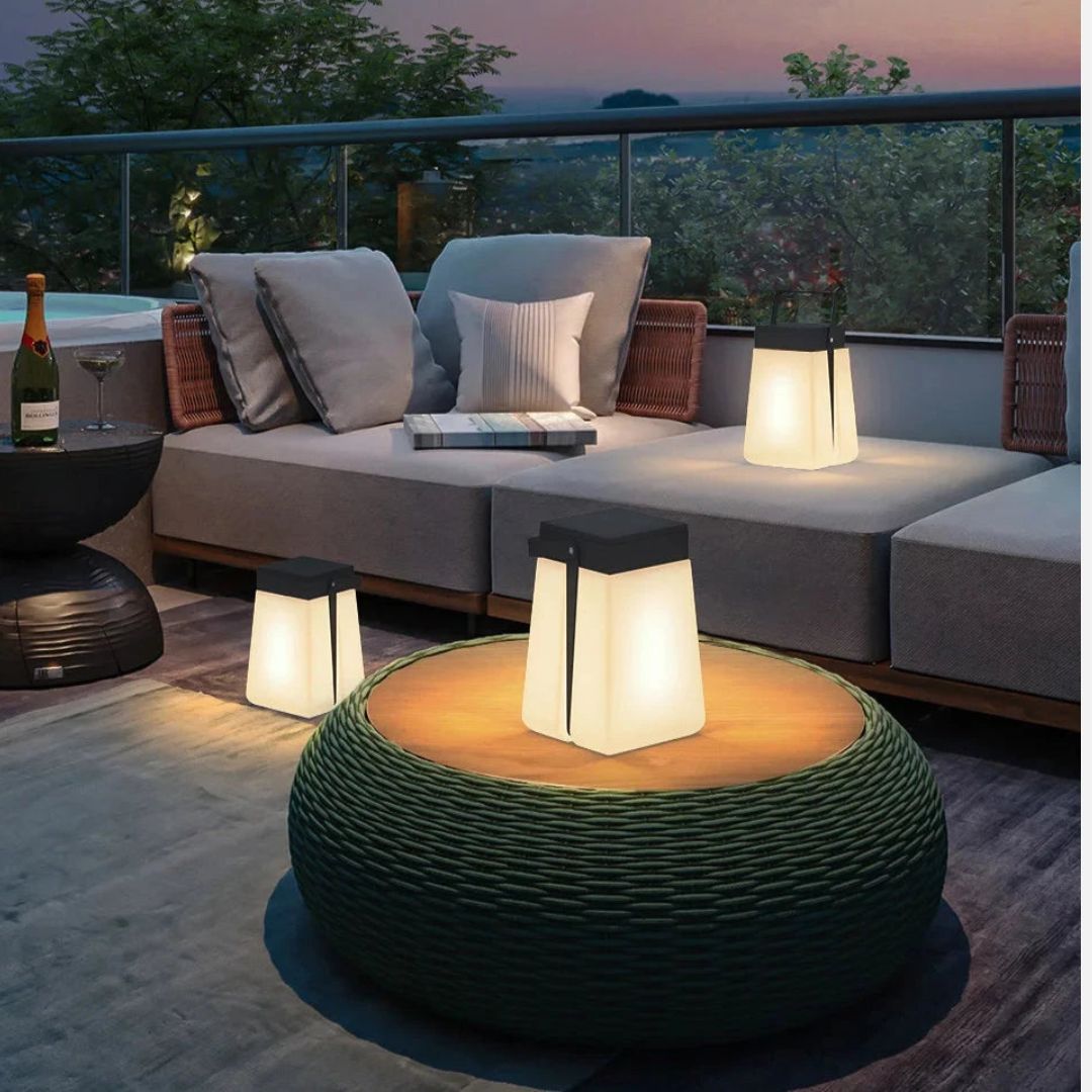 Outdoor Solar Lantern with Remote Control and Dusk-to-Dawn Sensor