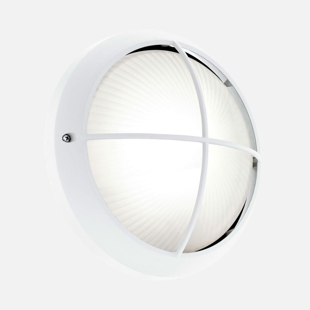 Outdoor LED Wall Lamps Set, Round White Cast Aluminum, IP44