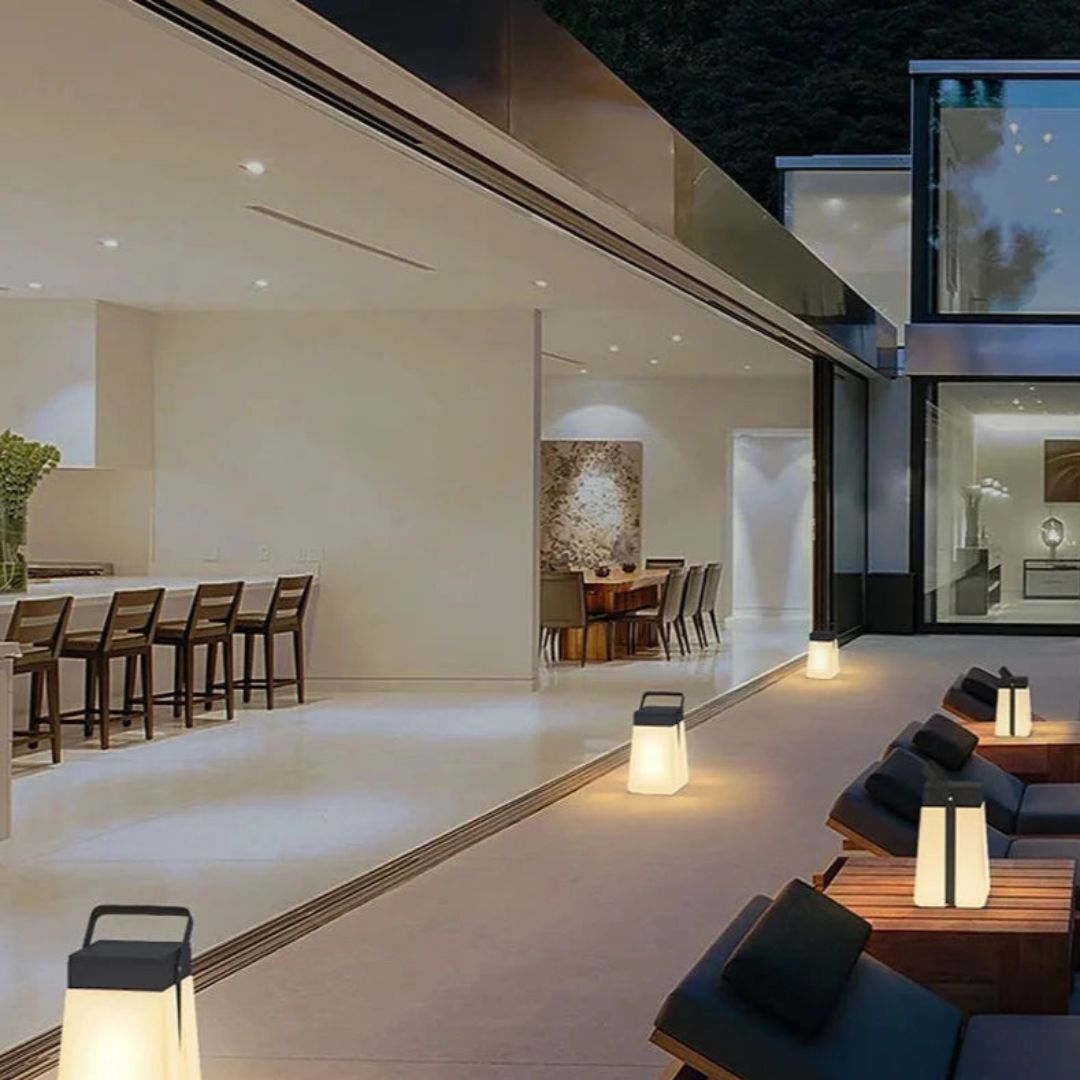 Outdoor Solar Lantern with Remote Control and Dusk-to-Dawn Sensor