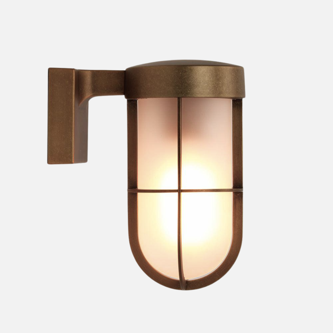 Outdoor Wall Light Brass IP44 – Frosted Glass E27 Wall Lamp