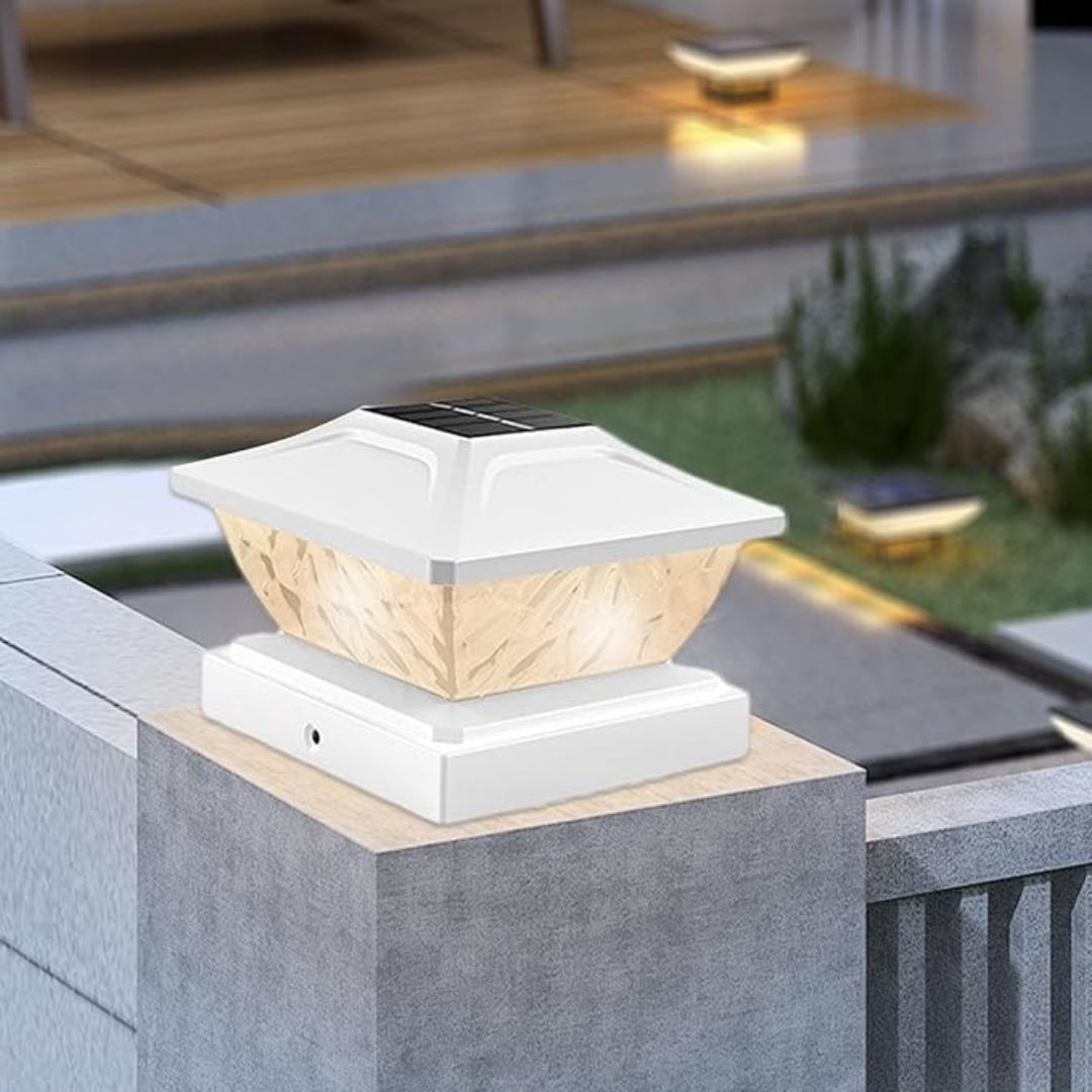 Solar Post Cap Lights Waterproof LED Outdoor Garden Lamps 2 Pack