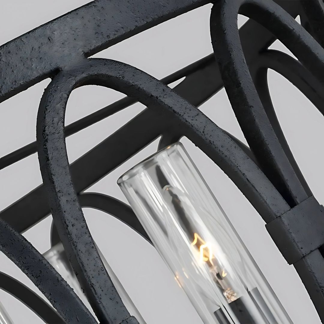 Outdoor 5-Light Chandelier for Gazebo with Textured Finish and Glass Covers