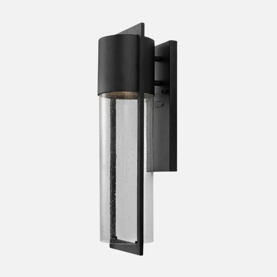 Outdoor Wall Lantern Black Aluminum 20.5in LED Modern Cylinder Light
