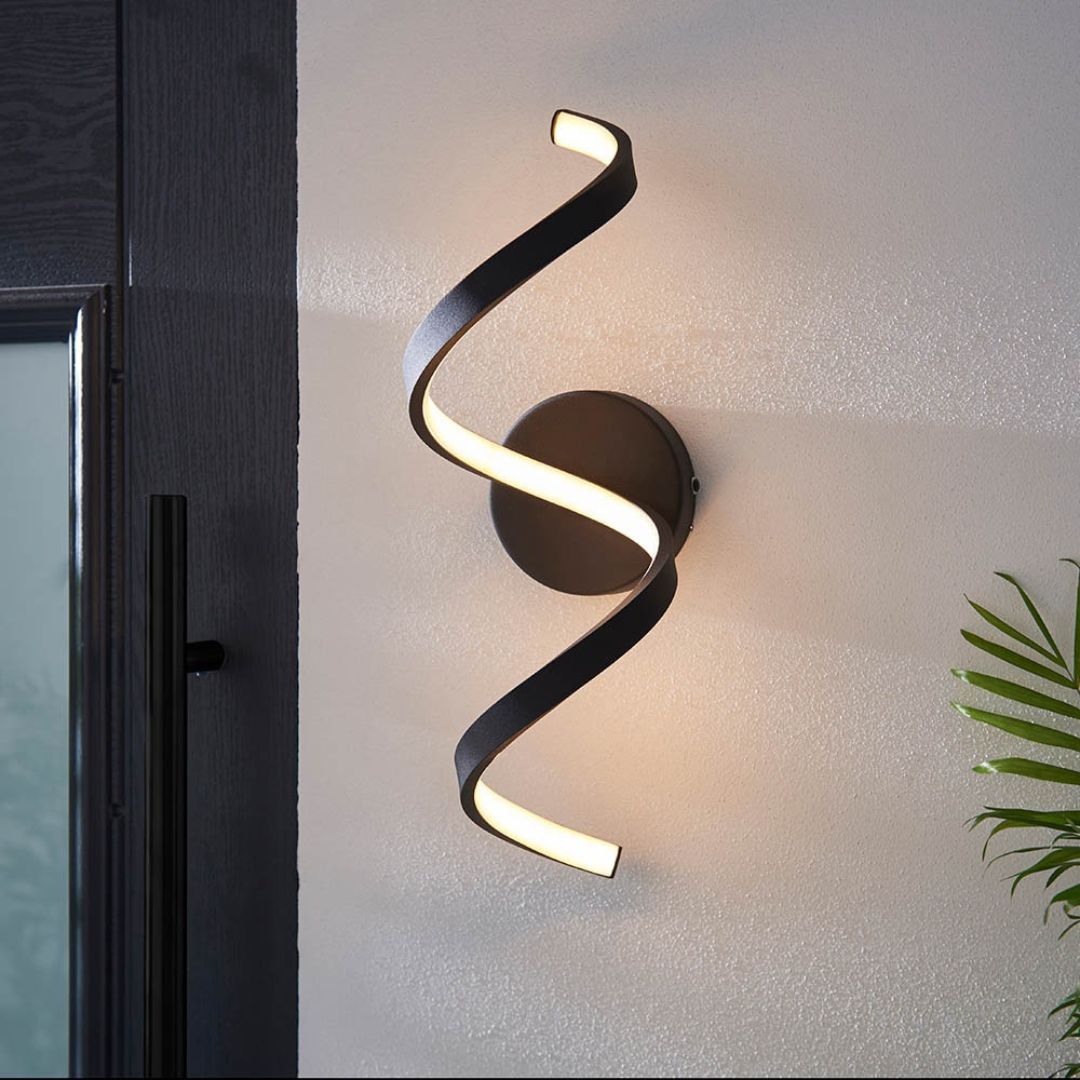 Modern Black LED Wall Light IP44 Aluminium 12W 3000K 520lm