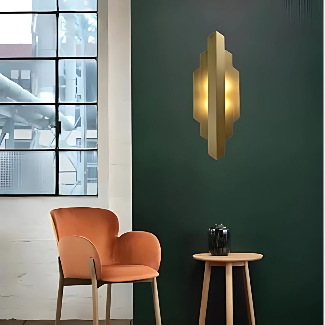 Brass Plated Geometric Wall Sconce Light with 5W LED Warm Lighting