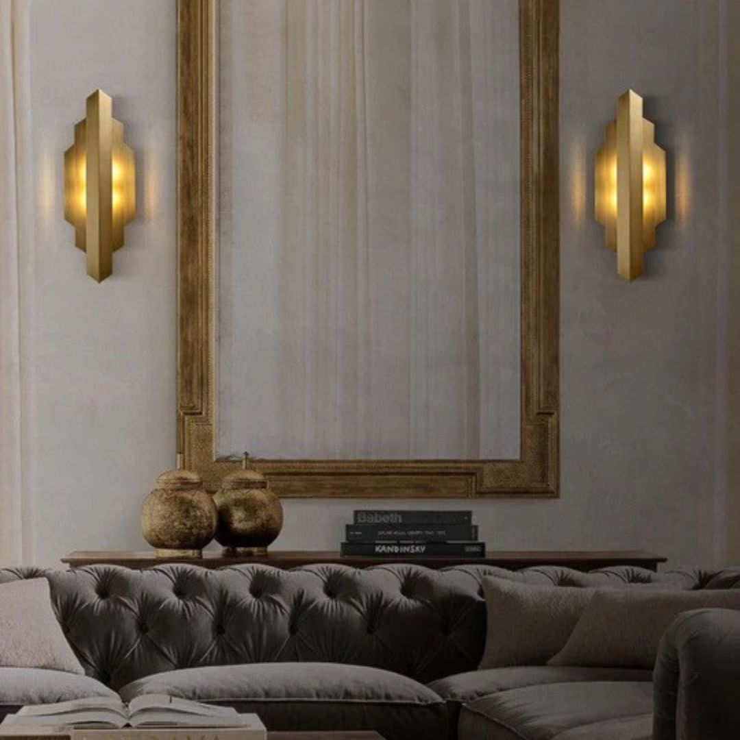 Brass Plated Geometric Wall Sconce Light with 5W LED Warm Lighting