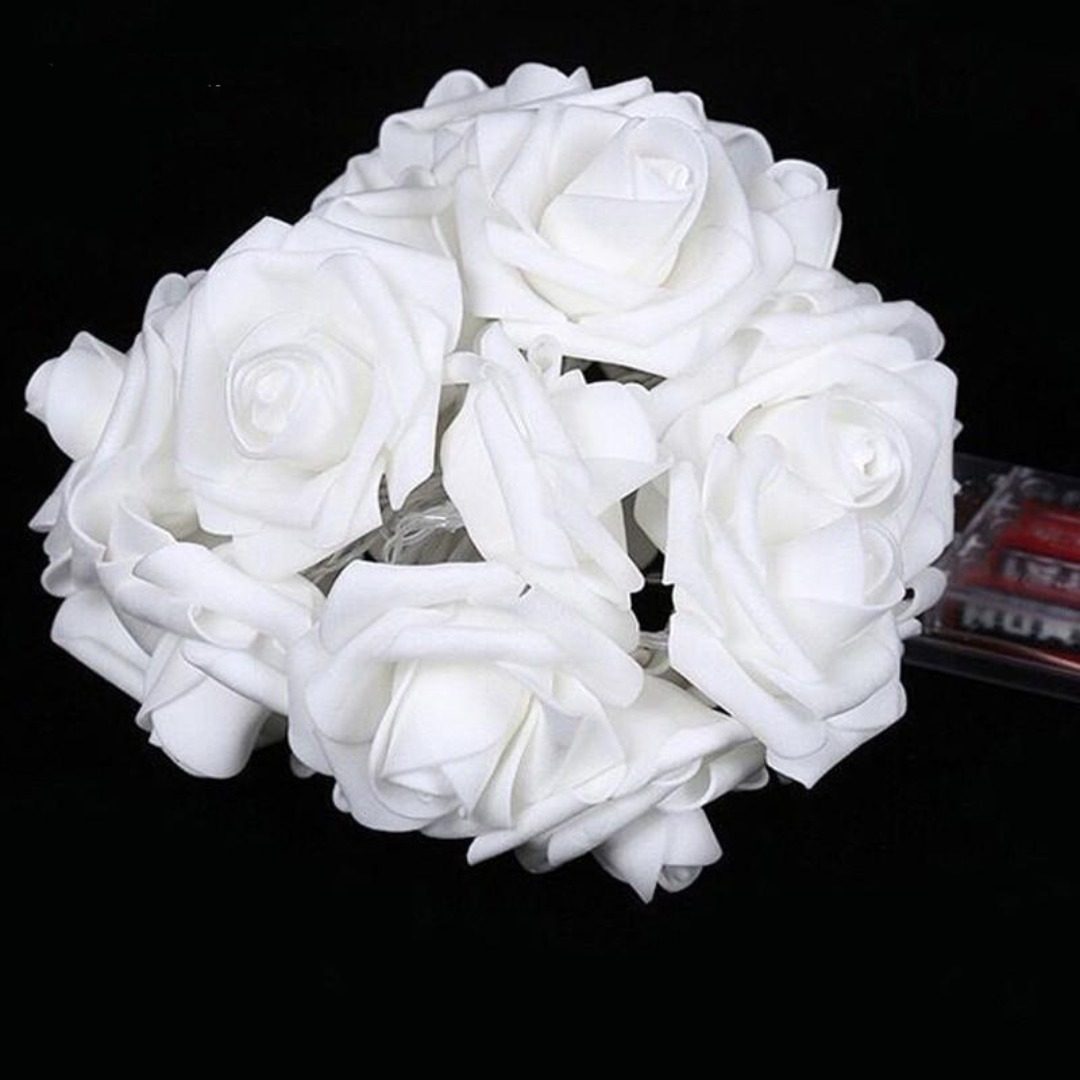 LED Rose String Lights Warm White White Foam or Frosted