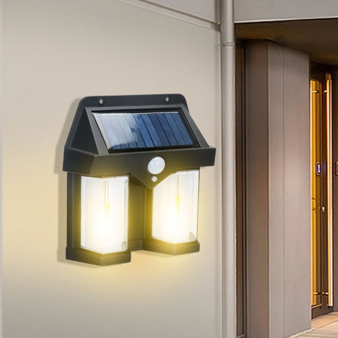 Solar Wall Light Outdoor with Motion Sensor and 3 Lighting Modes