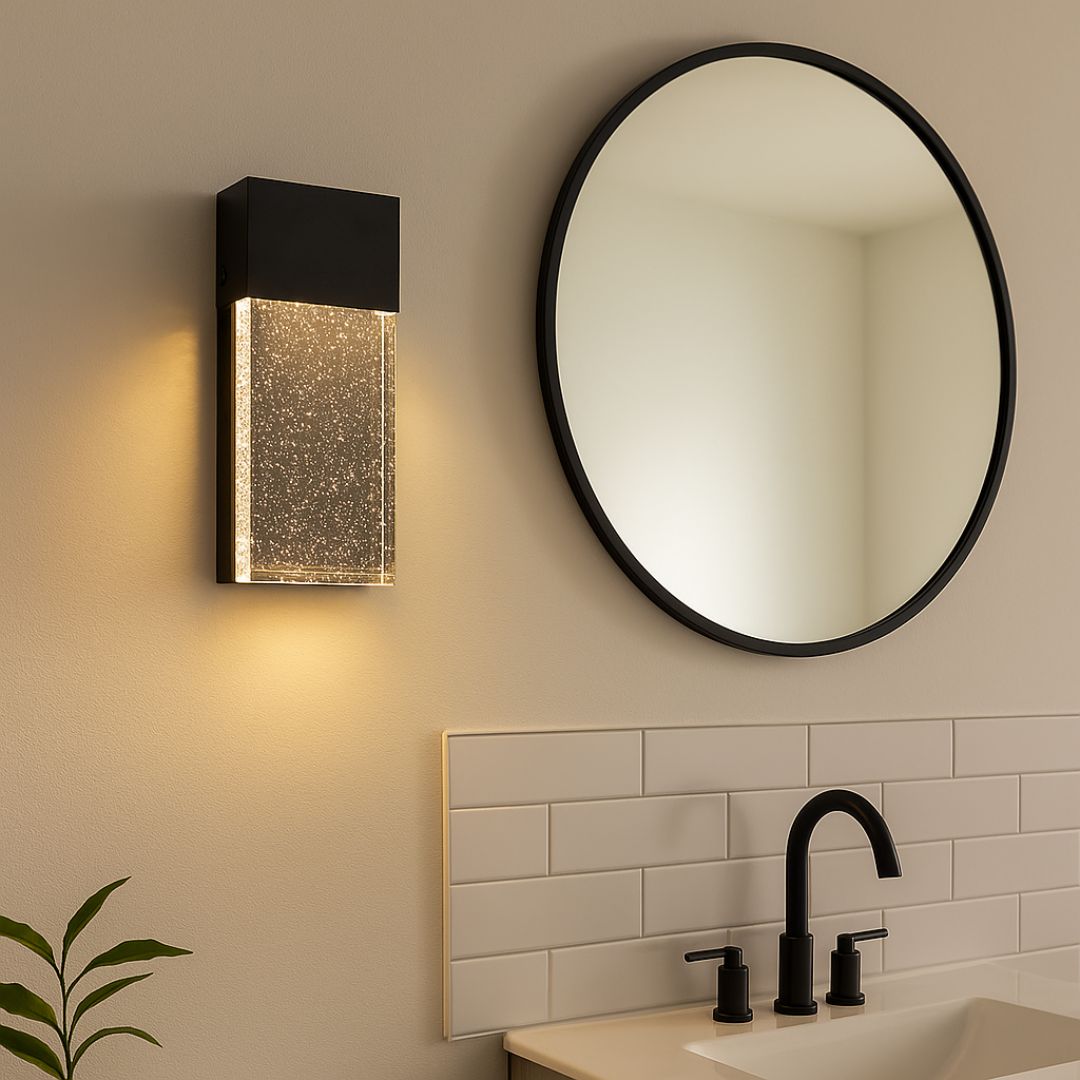 14-Inch Bubble Glass Wall Sconce with CCT Selection – Modern Vertical Design