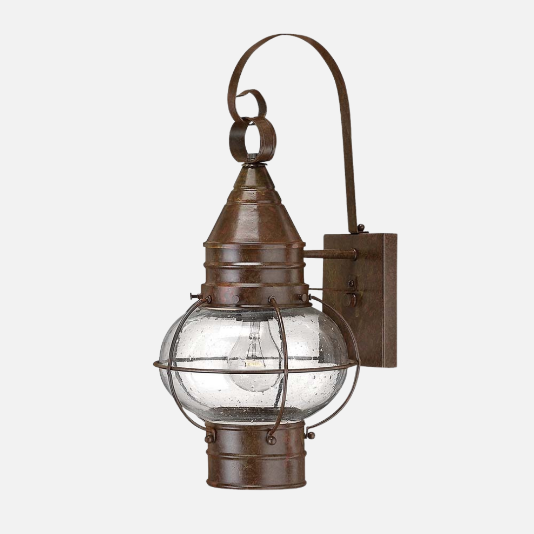 Outdoor Wall Lamp Brass Seed Glass Sienna Bronze Finish