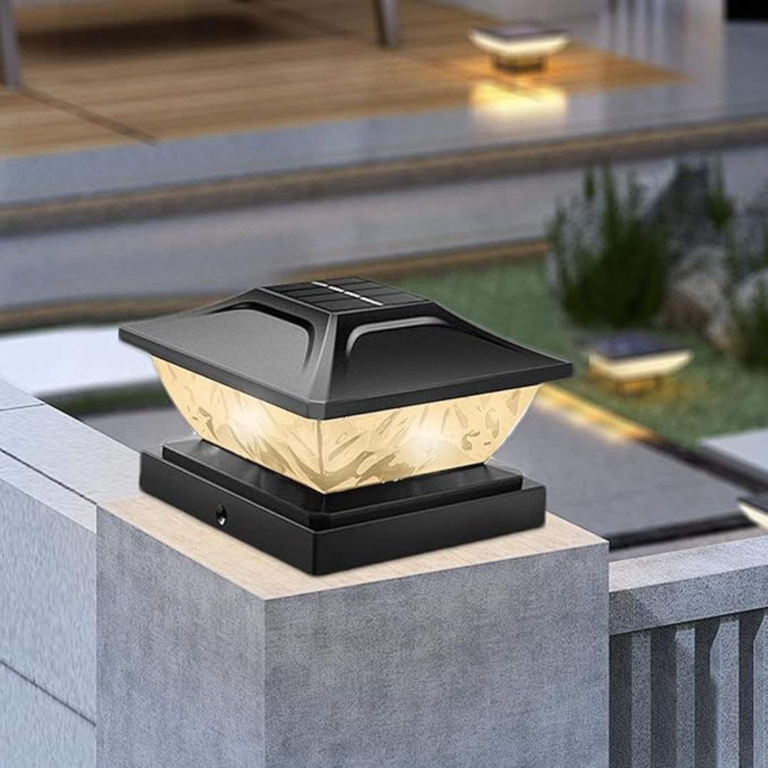 Solar Post Cap Lights Waterproof LED Outdoor Garden Lamps 2 Pack