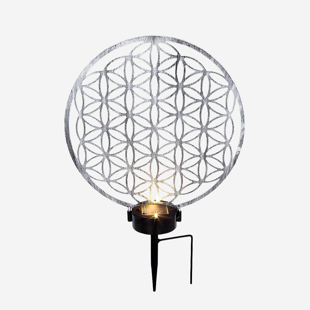 LED Solar Lamp Antique Silver with Ground Spike for Outdoor Lighting