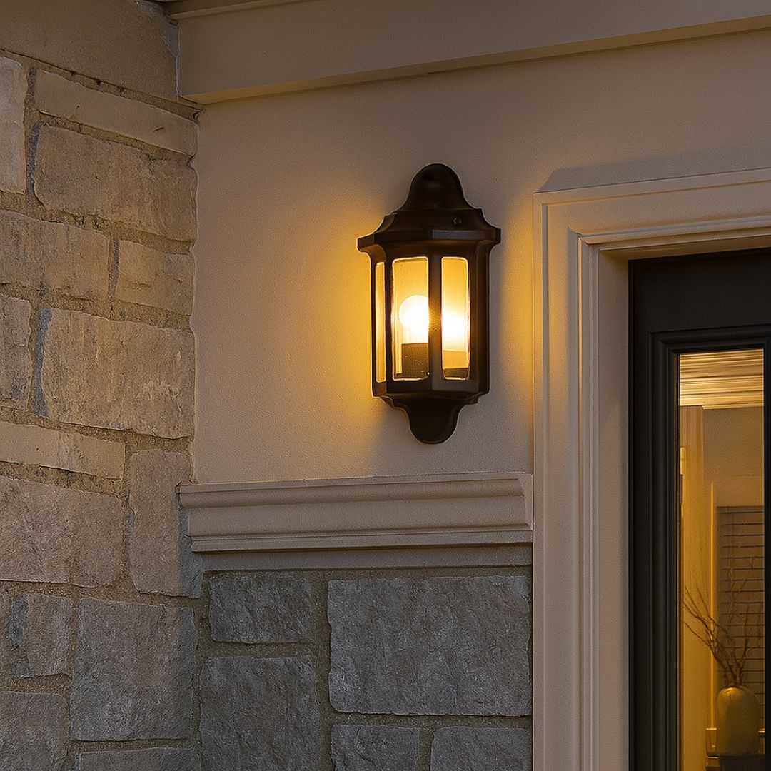 Traditional Outdoor Wall Lantern Light Black IP44 E27 240V 60W