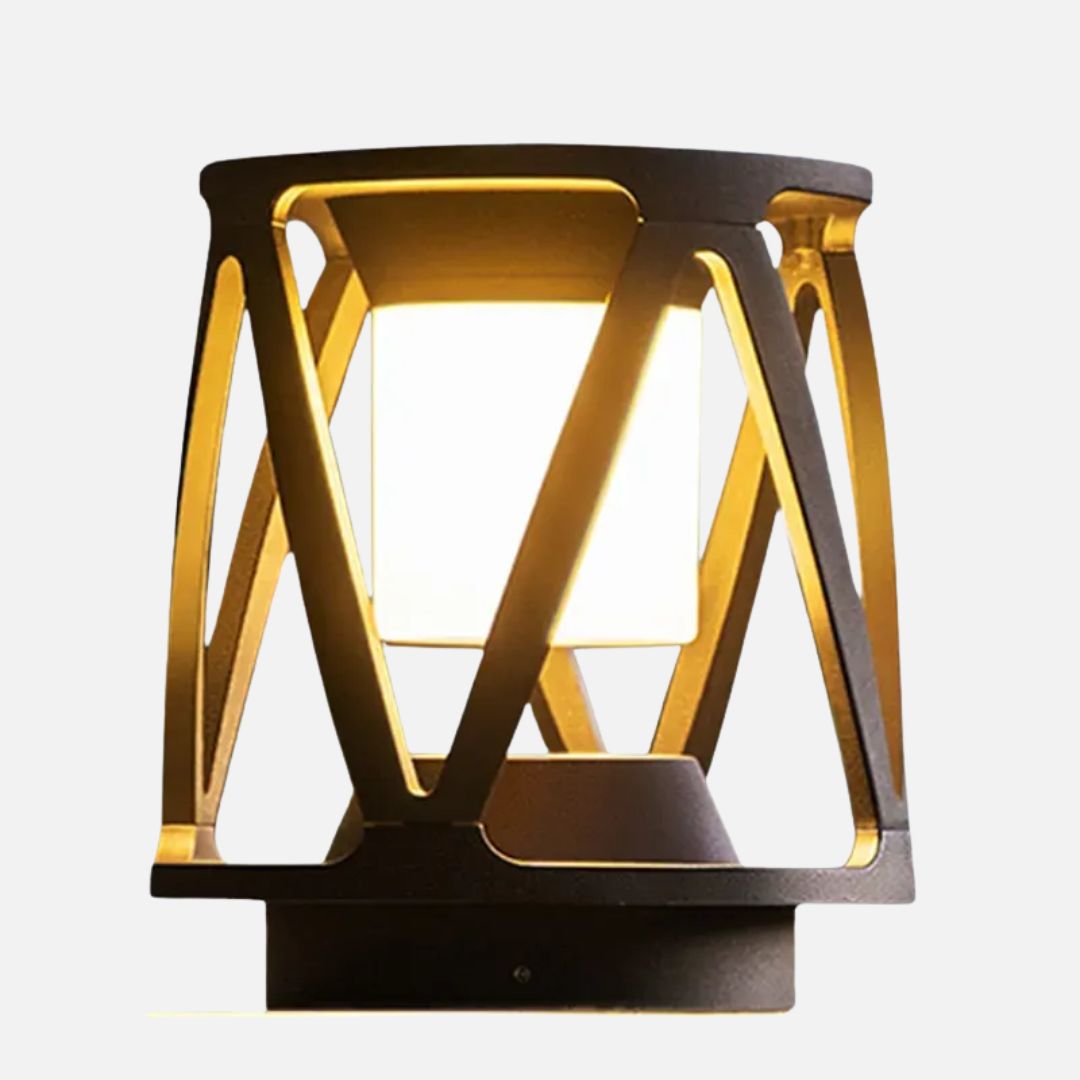 Outdoor Pillar Light Round Black Die-cast Aluminium 3000K IP65