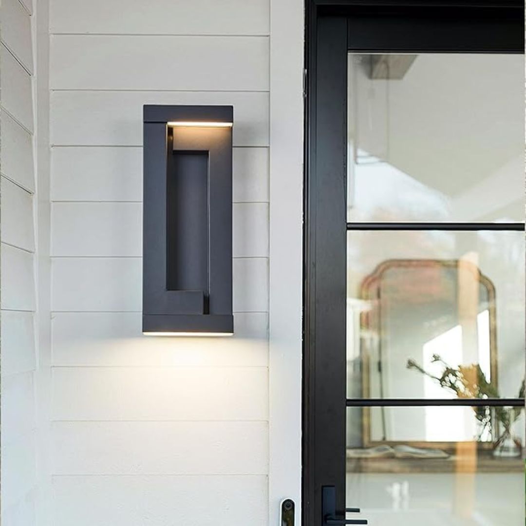 Modern Outdoor LED Wall Light Textured Black Waterproof 2200 Lumens