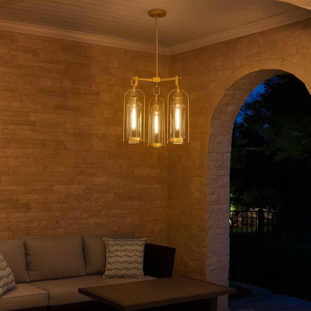 Vintage 18 Outdoor Chandelier with Hand-Blown Glass for Gazebo or Porch