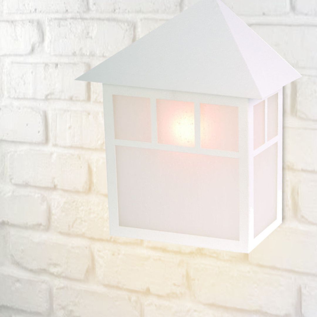 Outdoor Wall Light Textured White 11in Pocket Lantern Frosted Glass