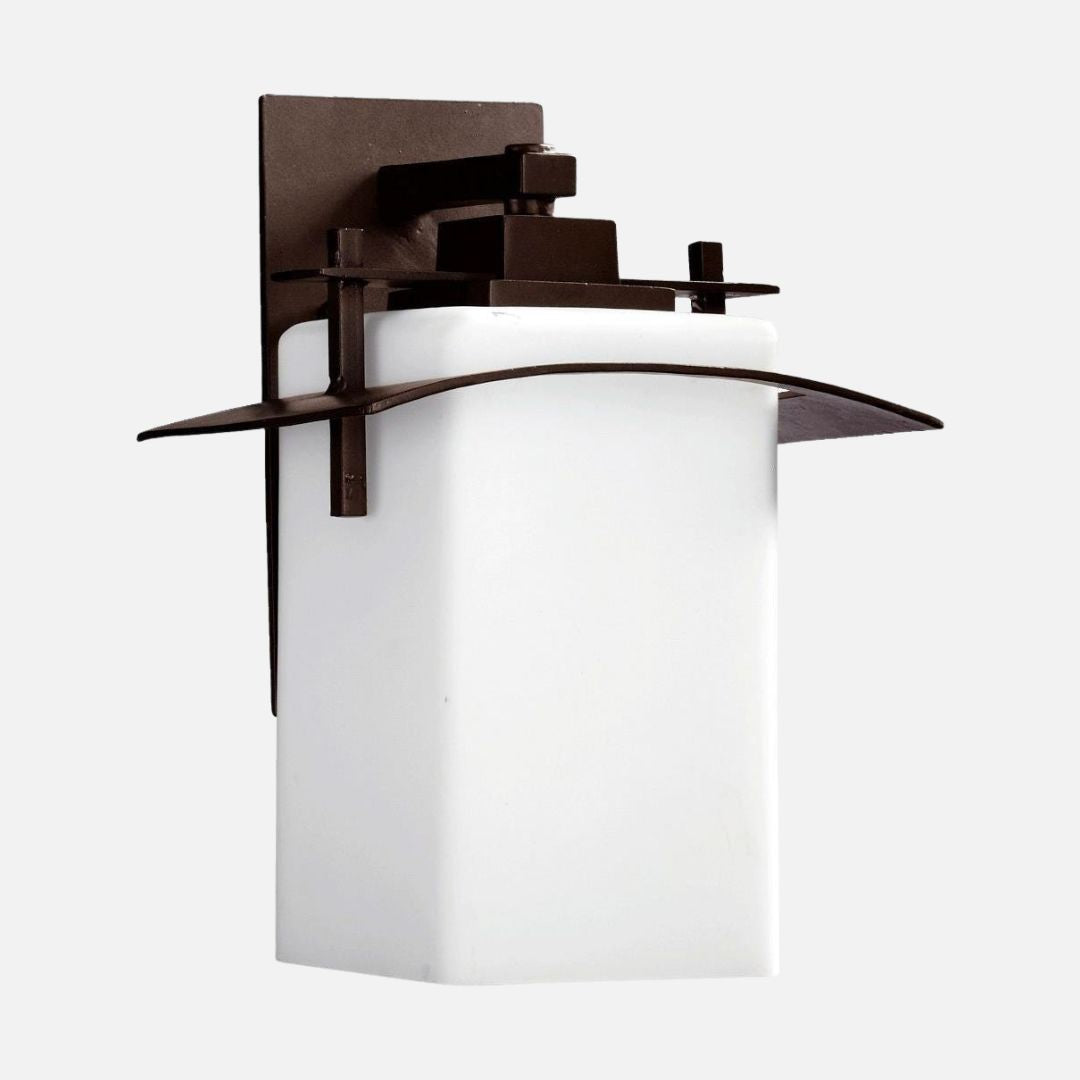 Outdoor Wall Lantern Bronze Glass 13in Weatherproof Hidden Bulb