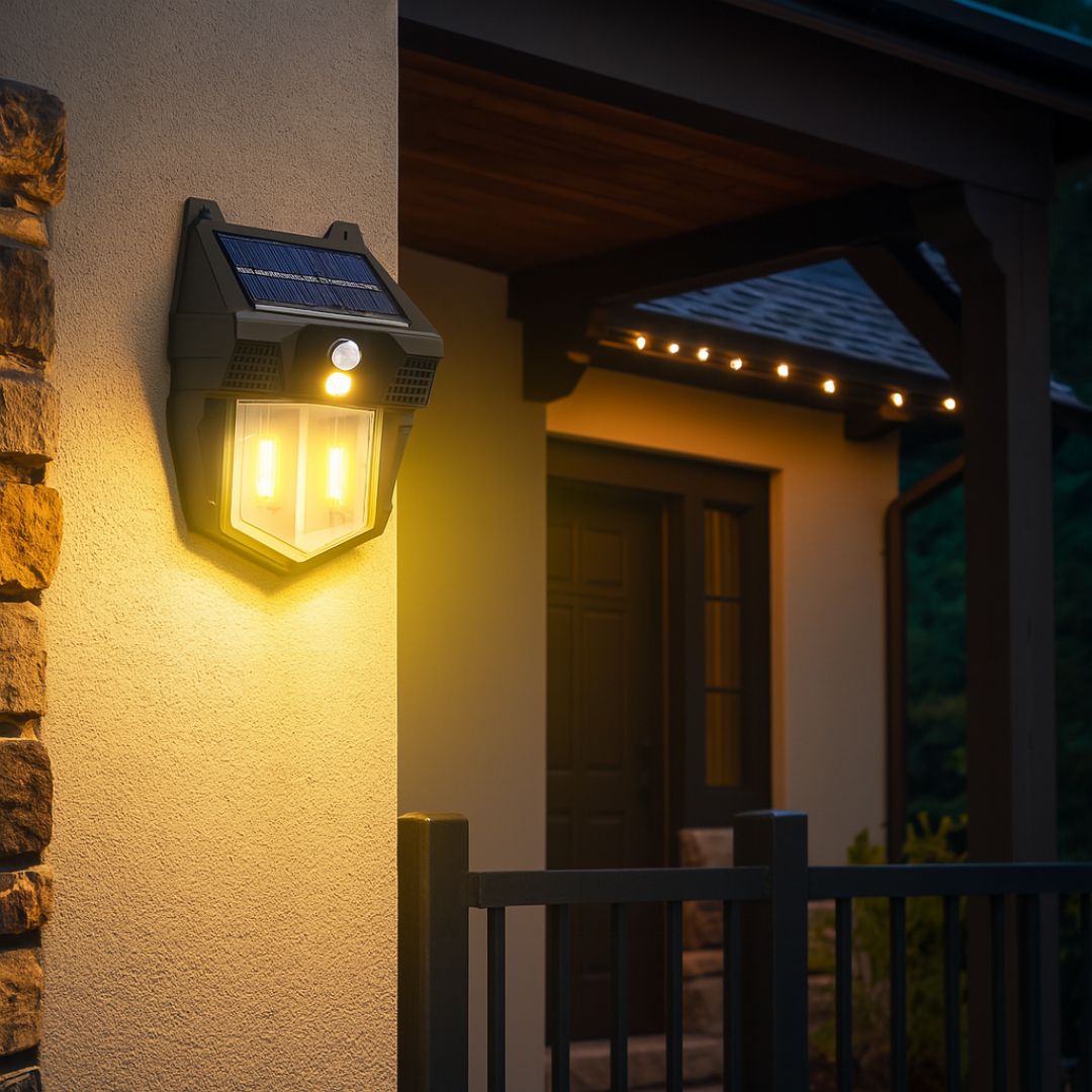 Solar Wall Lamp Outdoor 2-Pack with Motion Sensor and IP65 Rating
